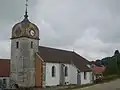 Déservillers (25) - clocher massif du XVe siècle - dôme de 1819
