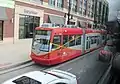 Le tram Inekon n° 101, vu depuis un autobus.