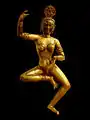 Dakini dansante, cuivre doré avec traces de polychromie, XVIIIe&nbsp;siècle (?), Tibet chinois. Musée Guimet, Paris.