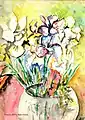 1953, “Fleurs”, aquarelle sur papier (30&nbsp;cm x 22&nbsp;cm) par Dariush Borbor