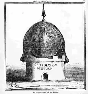 La capitulation de Sedan .Lithographie publiée dans Le Charivari (1870).