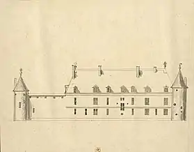 Aisle gauche du chasteau de Dinteville qui fait face aux vignes et aux bois du Seig.r.