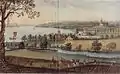 Vue d'artiste des berges du lac de Constance au début du XIXe&nbsp;siècle, gouache, 1809.
