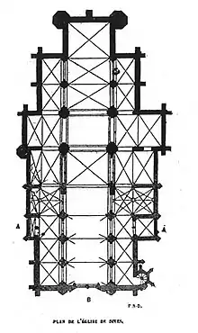 Plan de l'église, relevé au XIXe siècle.