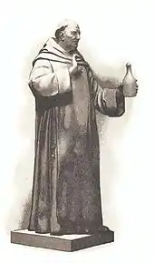 Photographie montrant un dessin de Dom Pérignon, légendaire créateur du champagne.