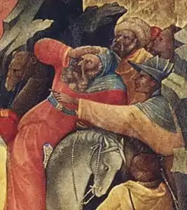 Un passant montre la comète.