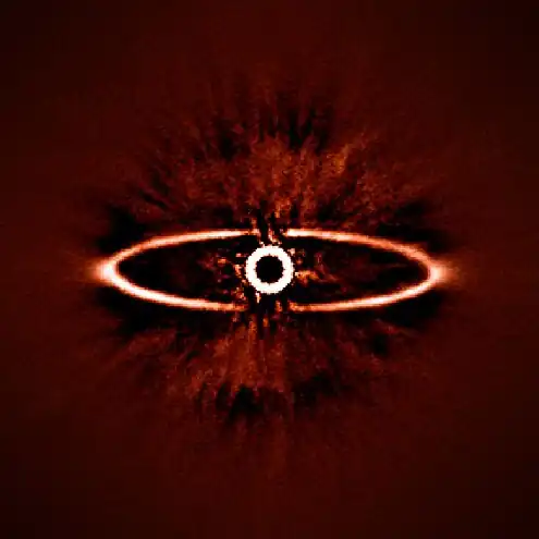 Disque de débris de l'étoile HR 4796A vu en infrarouge par l'instrument SPHERE du VLT à l'ESO.