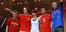 De g. à d. : Hartmut Kamm, Klaus Pérez-Salado, Christina Stürmer, Oliver Varga & Gwenael Damman