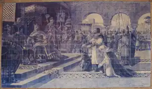 Egas Moniz (pt) se présentant au roi de Léon avec sa famille, Gare de São Bento, Porto.