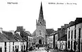 L'église paroissiale de Moréac au début du XXe&nbsp;siècle (carte postale).