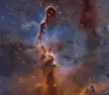 Nébuleuse de la Trompe d'éléphant capturée dans la gamme Hα/OIII/SII, avec un 127mm.