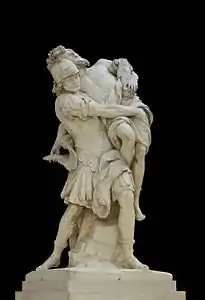 Énée s'enfuit de Troie, portant son père Anchise. Statue de Pierre Lepautre, commencée en 1697 et achevée en 1716, musée du Louvre, Paris.