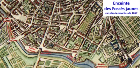 Territoire entre les 2 enceintes en 1657