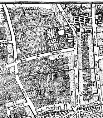 La rue sur un plan de 1705.