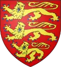 Le blason de Richard Cœur de Lion, à partir de 1198, « de gueules aux trois léopards d'or »
