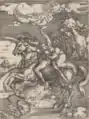 Copie de l'eau-forte de Dürer par Hieronymus Hopfer (de), entre 1525 et 1550.