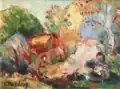 Entraygues, Les Arbres roses, 1942, huile sur carton, 17,8&nbsp;×&nbsp;22,8&nbsp;cm, coll. privée.