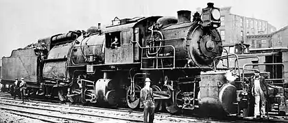 Une 040+040 L-1 du type Camelback (en) de l'Erie Railroad, construite par ALCO en 1907.