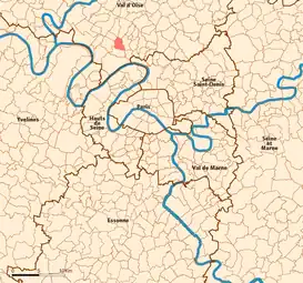 Position dans la grande couronne parisienne.
