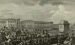 Gravure de l'exécution de Louis XVI, 1794, par Isidore Stanislas Helman, d'après Charles Monet.