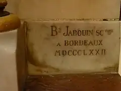 Autel de Bernard Jabouin (1810-1889), sculpteur-ornemaniste bordelais, 1872.
