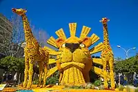 Motif de la 84e fête du Citron dans les jardins Biovès à Menton.