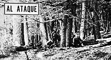 Des forces argentines déployées sur la zone pour établir des positions sures et à couvert, dominant la zone des combats.