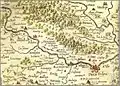 Forêt de Chaux au XVIIe&nbsp;siècle. Dessin de la forêt et des villages environnants.