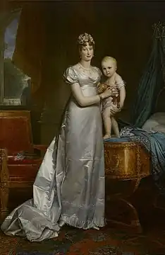 François Gérard, L'Impératrice Marie-LouiseMarie-Louise, impératrice des Français, et le Roi de Rome (1813), château de Versailles.