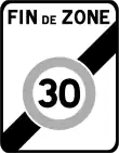B51. Sortie d’une zone à vitesse limitée à 30&nbsp;km/h.
