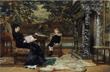 La lecture au salon.