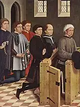 Retable de Nördlingen : le donateur Jakob Fuchsart et ses fils