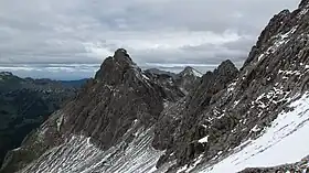 Vue du sommet sud depuis le Balkenscharte.