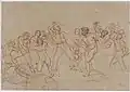 Esquisse de La traite des Noirs sur un marché d'esclaves au Sénégal (entre 1820 et 1823).