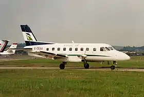 G-OEAA, l'Embraer EMB 110 impliqué dans l'accident, ici photographié à l'aéroport de Southampton en août 1994.