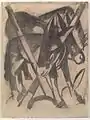 Zwei Esel, 1914, aquarelle, crayons de couleurs et crayon graphite sur papier (21,6&nbsp;×&nbsp;16,2&nbsp;cm), musée Solomon R. Guggenheim (New York).