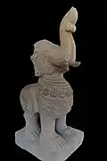 Éléphant-lion (gajasimha). Tháp Mắm. Circa XIIe – XIIIe&nbsp;siècles. Grès. H. 214&nbsp;cm.