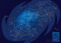 Carte de couleur bleue d'une galaxie.