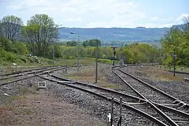 Bifurcation entre les lignes vers Le Puy (à gauche) et Nîmes (à droite).
