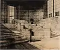 Escalier principal, dessin préparatoire de Tony Garnier, conservé au Musée de beaux-arts de Lyon.