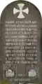 Plaque commémorative Membres de la famille Haus victimes de la Seconde Guerre mondiale, Aalter, domaine Vijfringengoed, propriété de la famille Haus.