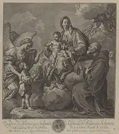 Marie avec l'Enfant et Saint François de Paola, d'après Francesco Solimena (vers 1750, Gemäldegalerie Alte Meister).
