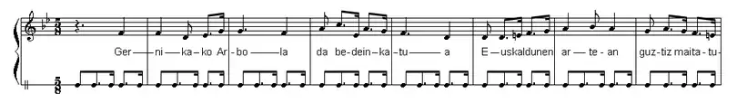 Partition rythme et chant à cinq temps