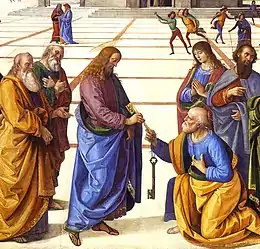 Détail de La Remise des clefs à saint Pierre par Le Pérugin, v. 1481