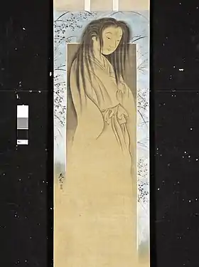 Shibata Zeshin. Fantôme. Rouleau vertical, encre et argent sur soie. XIXe siècle. LACMA