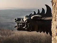 Une gargouille dans le château de Giech&nbsp;(de) près de Scheßlitz. Février 2018.