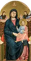 La Vierge à l'Enfant en majesté et deux anges de Giotto.