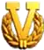 Insigne "V" en or avec couronne pour six récompenses ou plus