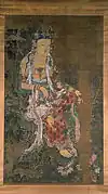Bodhisattva Avalokiteśvara. Rouleau vertical, encre et couleurs sur soie. Goryeo, 1310. Temple de Kagami Jinjya, Japon