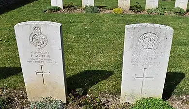 Tombes de soldats britanniques tombés le 9 avril 1917, premier jour de la Bataille d'Arras.